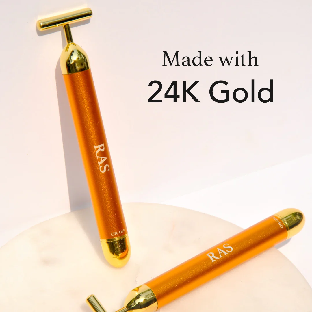 24K Gold T-Shape Vibrating Face Massager - Image 7