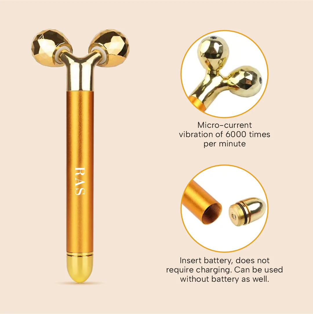 24k Gold Y-Shape 3D Electric Face & Body Massager - Image 5