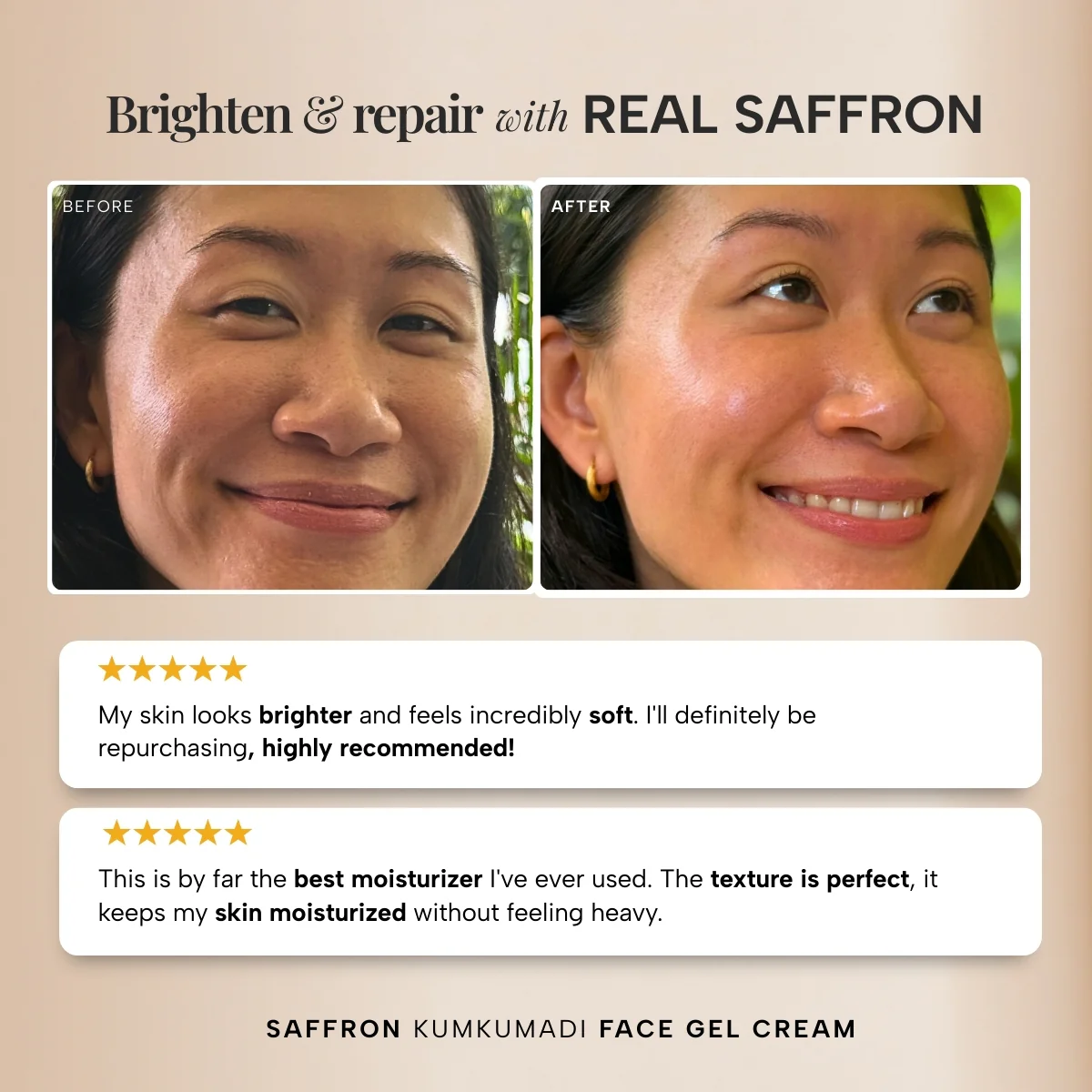 Saffron Kumkumadi Face Gel Cream with Aloe Vera and Red Algae - Image 5