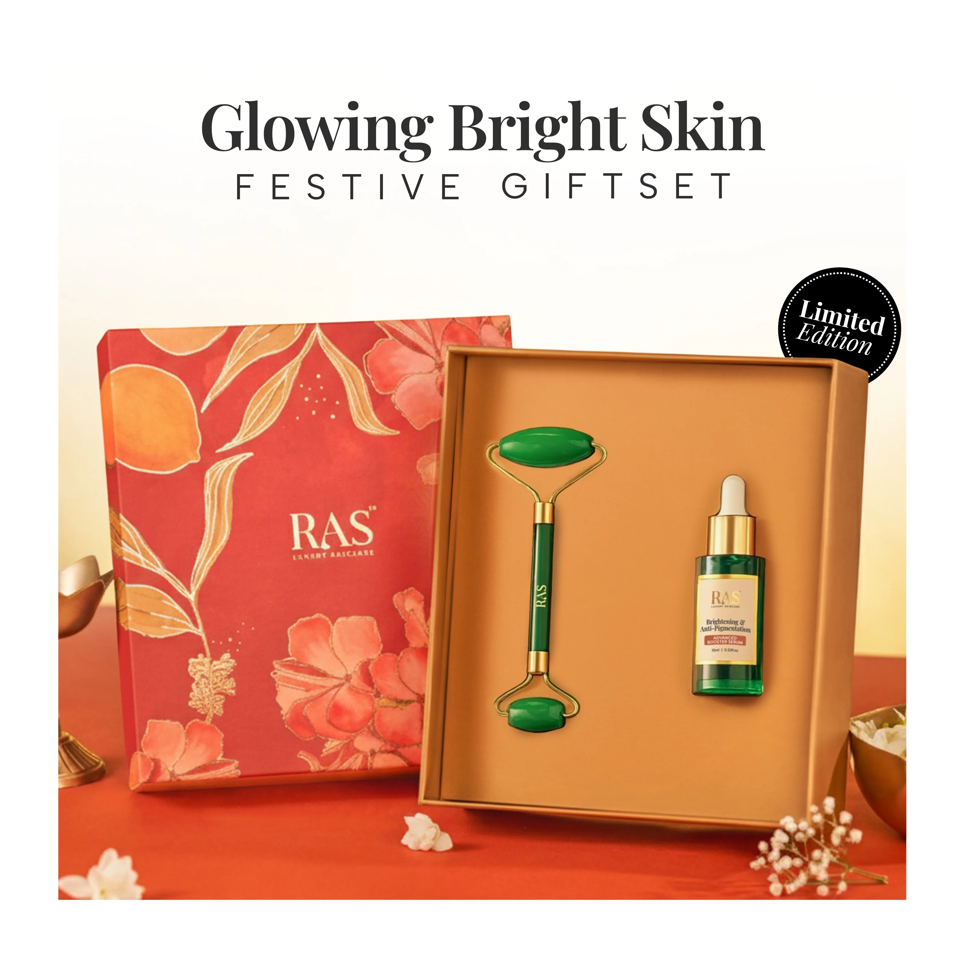 Ultimate Glow Jade Roller Gift set With brightening Serum - Image 3