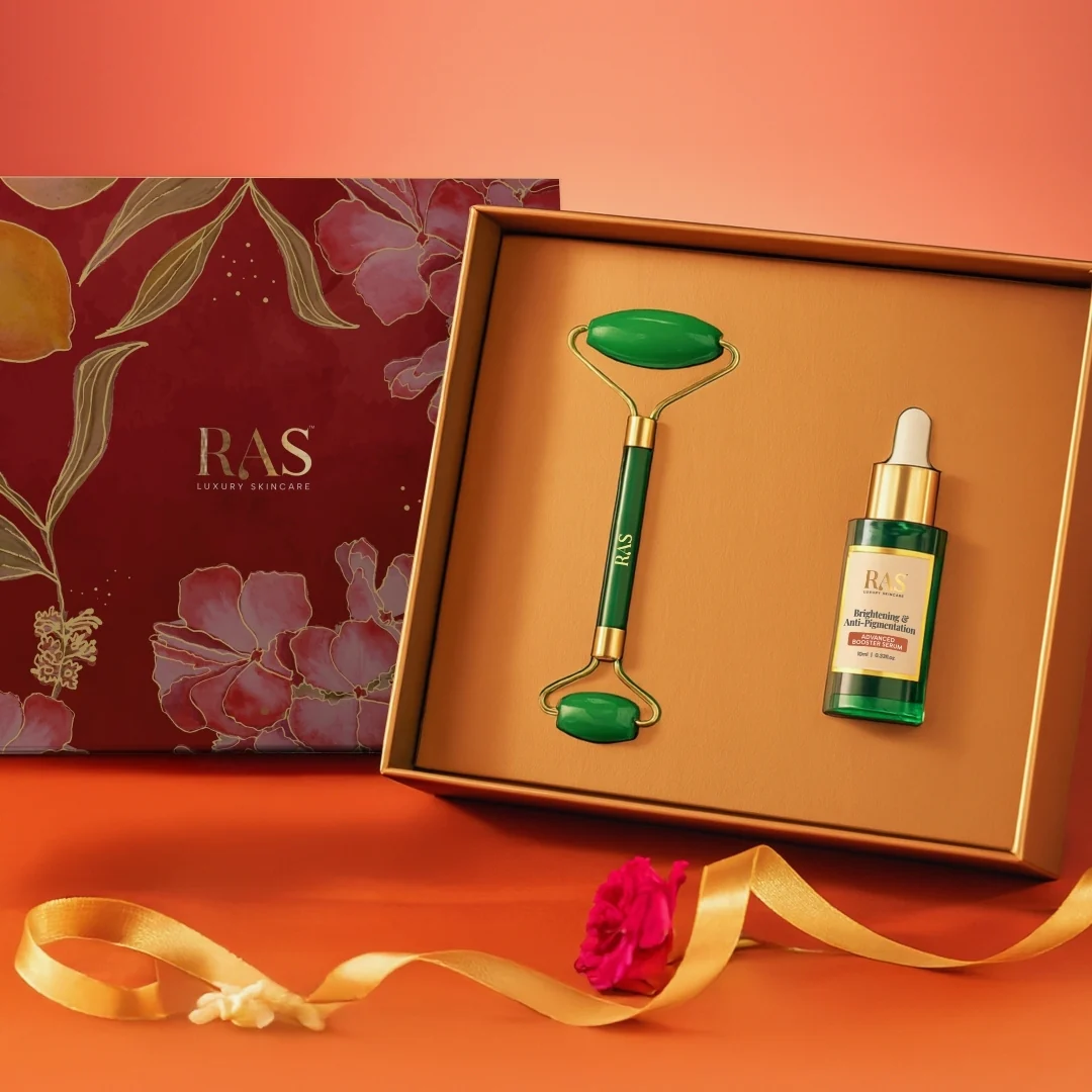 Ultimate Glow Jade Roller Gift set With brightening Serum - Image 4